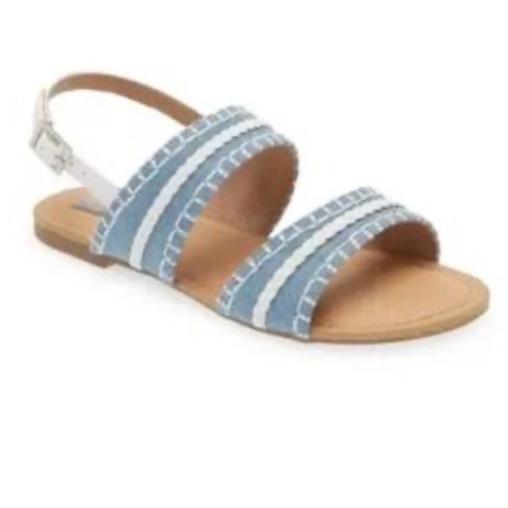 DV by Dolce Vita Girls Woven Denim Sandals Blue White Stripe Size 3 - Picture 2 of 4